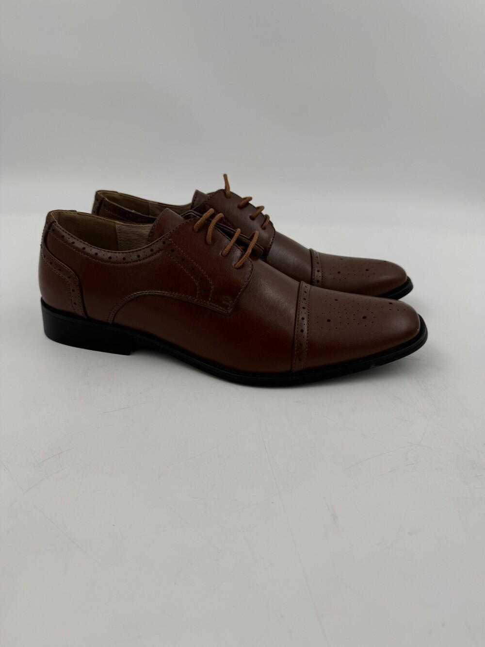 Majestic Mens 95733 Leather Lined Perforated Cap Toe Oxford Dress Shoe Cognac 11